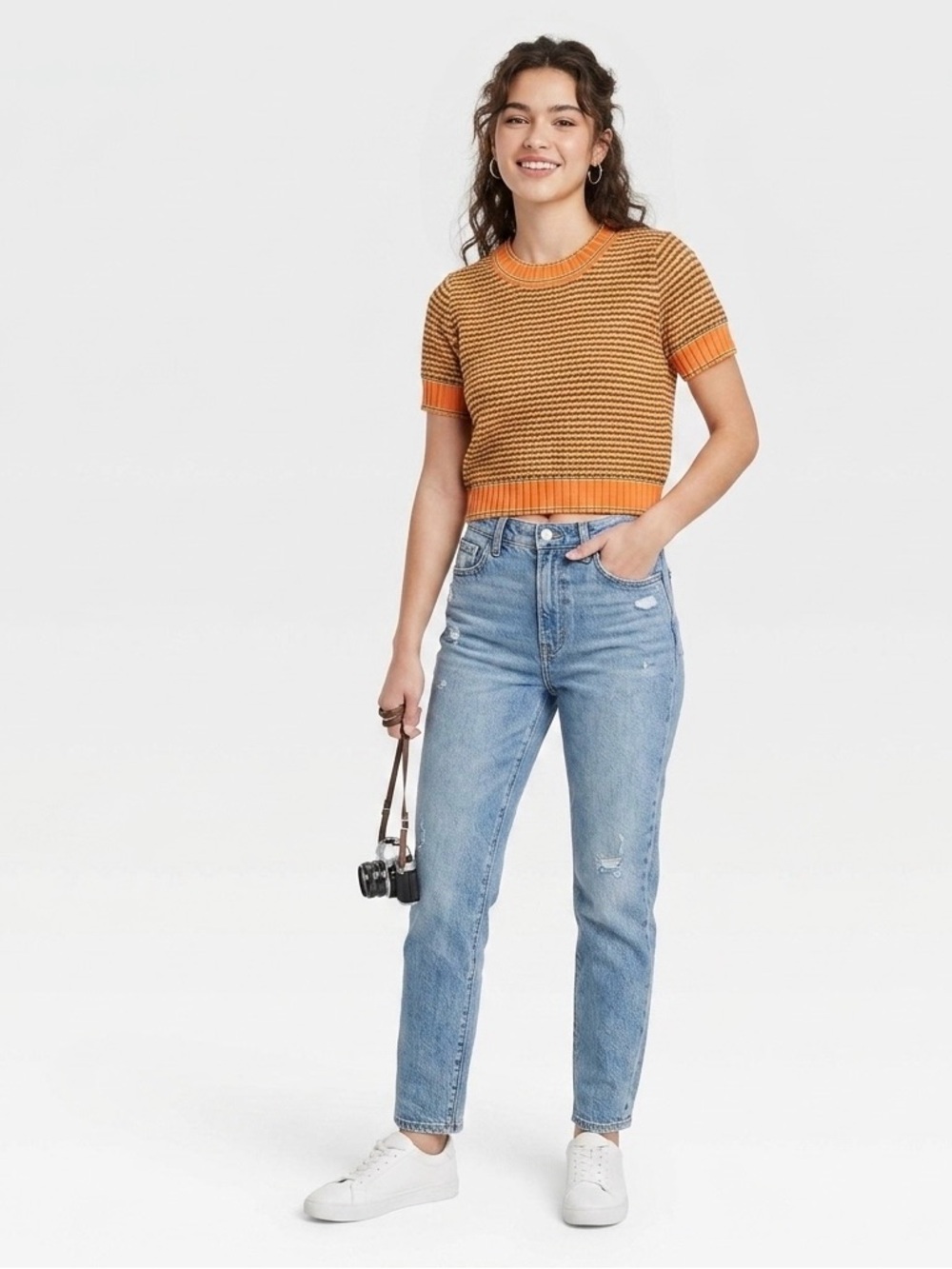 Women Striped Short Sleeve Knit Top
